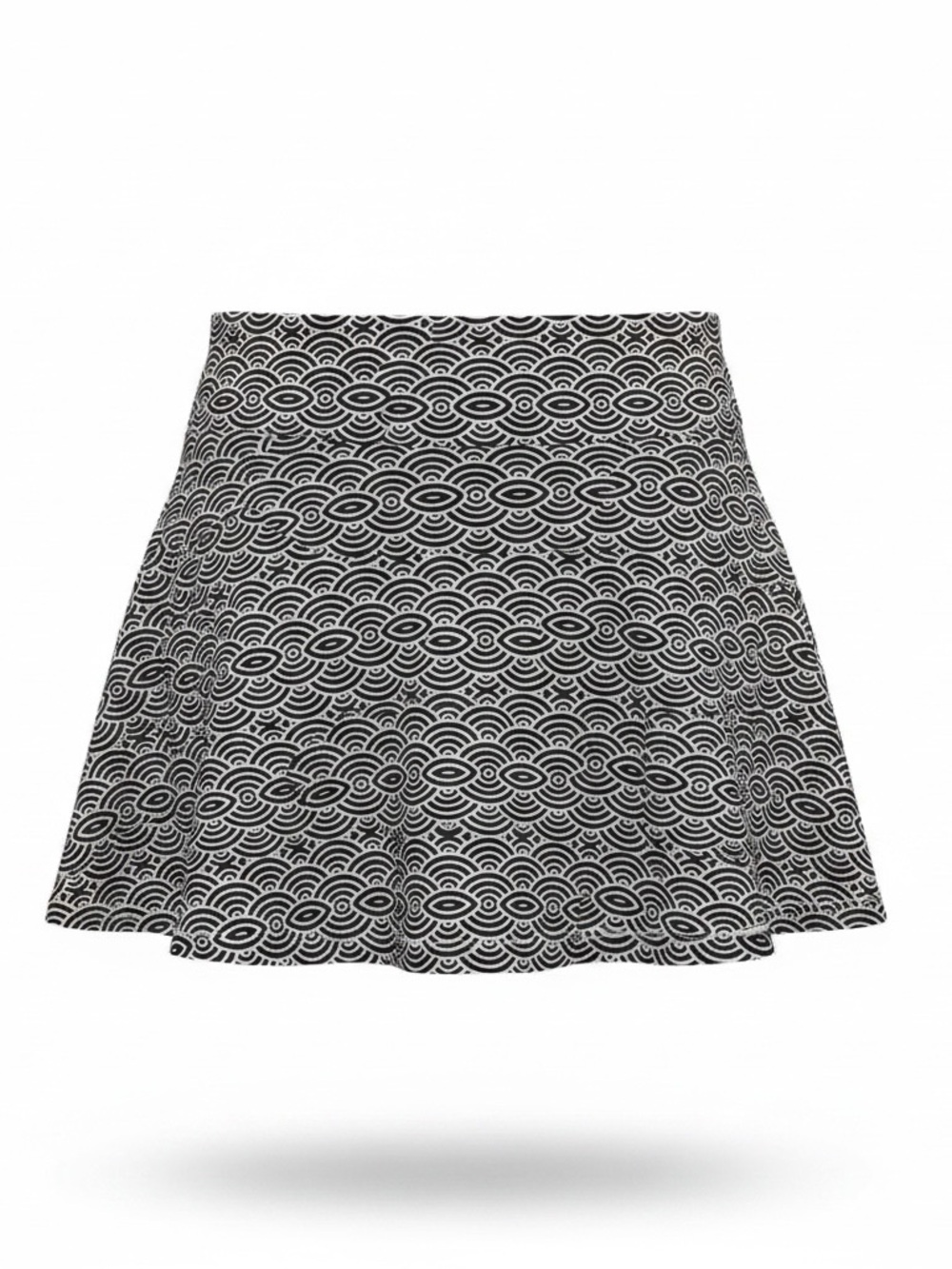Soybu Black and White Geometric A-Line Skirt